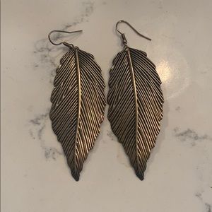 Bronze feather earrings